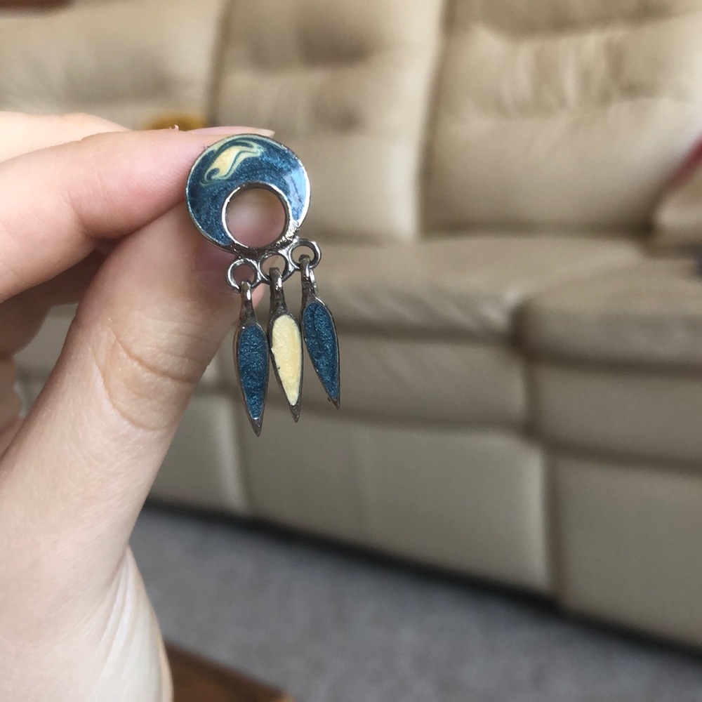 Blue and Beige Earrings